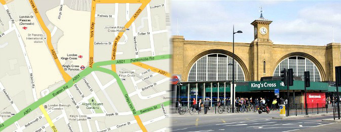 google map london king cross station hotels near